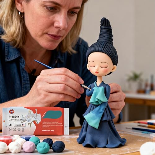 Air Dry Clay Lightweight, Flexible Modeling Clay for Adults Arts and Crafts | Professional & Moldable, Soft & No-Stick, Polymer Clay for Sculpting, Molding,Anime Figures,Making Costumes,DIY Projects - color: Green