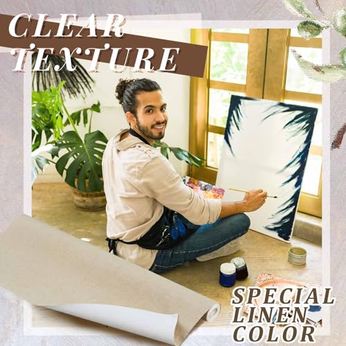 Kinlop 36 Inch x 20 Feet Double Primed Cotton Canvas Large Linen Beige Canvas Roll for Oil and Acrylic Painting - color: Linen Beige, size: 36 Inch X 20 Feet