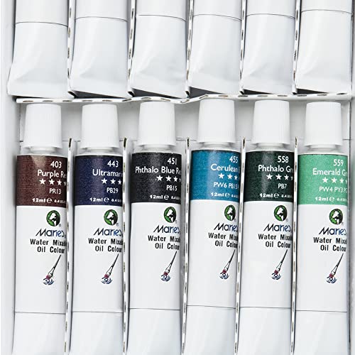 Marie's Water-Mixable Oil Color Set of 18, 12ml Tubes Solvent-Free - 6 Pack - size: 43.82 Fl Oz (Pack of 1)