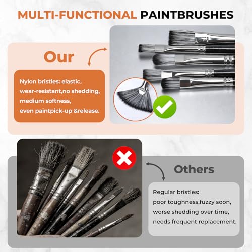 24Pcs Paintbrushes Kit Acrylic Oil Painting Flat Angle Tip