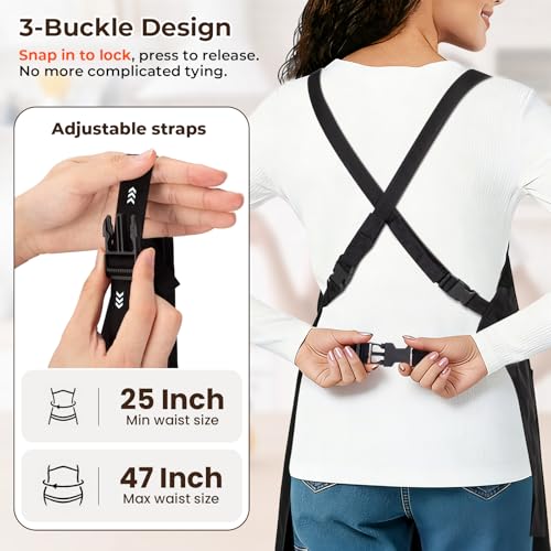 Noverlife Hair Stylist Apron with 4 Pockets, Hair Resistant 34 Inch Long Hairdresser Aprons w/Adjustable Strap for Salon - color: Black Cross Back Hair Styling Apron