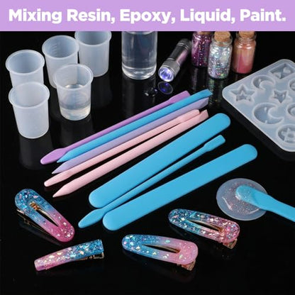 8PCS Silicone Stir Sticks Resin Tools, Reusable Mixing Sticks Silicone Stick for for Liquid, Facial Mask, Glitter Cups, Epoxy, Molds & DIY Crafts