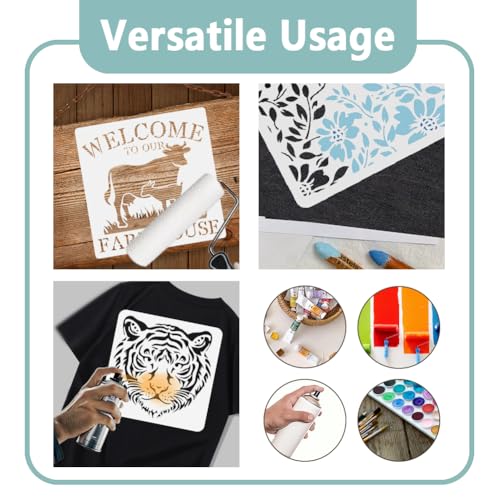 2 Pack Music Notes Stencils for Painting 11.8 x 11.8 Inch Reusable Plastic Music Notes Templates for Painting on Wall Wood Floor Furniture Fabric Canvas, DIY Craft Stencil | 11.8" x 11.8", Musical Note Pattern Stencil Set, Reusable Paint Templates for Woo