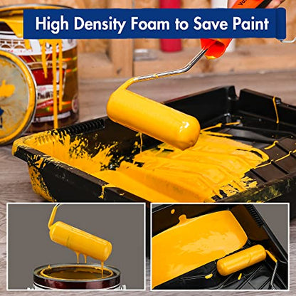 WORKPRO 4" Foam Paint Roller, 12-Pack Small Paint Rollers | High-density Foam, Smooth Bubble-Free Finish, Works With Most Paints & Coatings, Ideal For Cabinets, Doors & Furniture - size: 4 inch