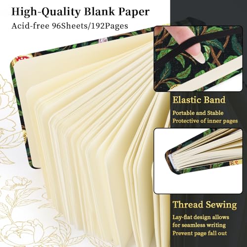 5x5 Pocket Sketch Book,80gsm Hardcover Art Sketchbook for Drawing Journal | Cloth Cover,80gsm Blank Paper,96Sheets,Lay-Flat,Portable Travel Creation Paint Diary Memo Planner,Dry MediaPomegranate Bird - color: Cloth Cover-Pomegranate Bird