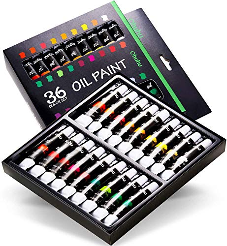 Ohuhu 36 Oil-Based Colors Oil Paint Set, 12ml/0.42oz x 36 Tubes Non-Toxic - style: 36 Colors