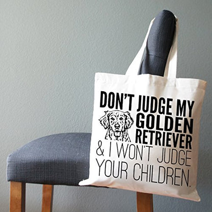 Pet Studio Art Don't Judge My Dog Tote Bag - color: Golden Retriever