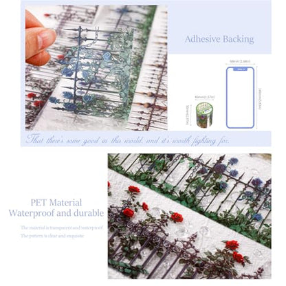PET Tape Stickers for Journaling Supplies,Fence Scrapbooking Tape Stickers - color: Wall