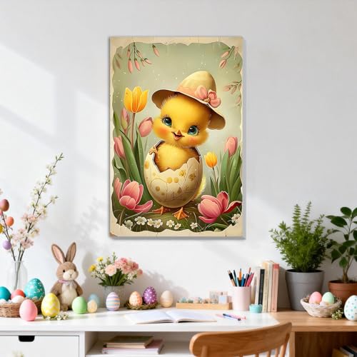 DOMROM Framed Paint by Numbers Kit for Adults, Chick DIY Paint by Number Kits on Canvas, Easy Animal Painting by Numbers for Home Wall Decor Gift 8x12 Inch - color: PK035