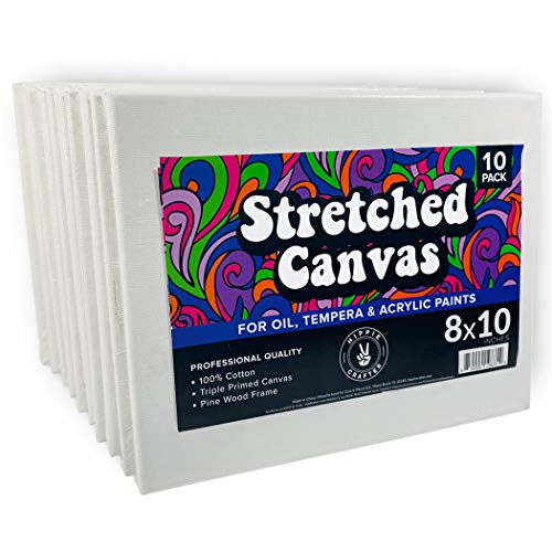 10 Pack Stretched Canvases for Painting, 8x10 Blank Rectangle Canvas Boards, Ideal for Acrylic, Oil, and Mixed Media Art, Small Art Canvases for Painting, Perfect for Supplies and Bulk Projects - size: 8x10 - 10 Pack