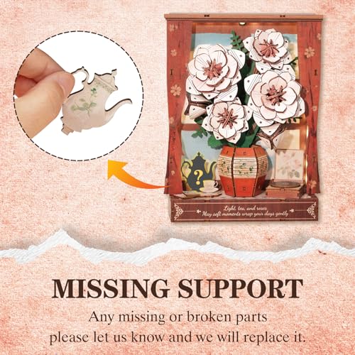 3D Puzzles for Adults Pink Roses Wooden Bloom Craft with LED Light - color: Pink Roses
