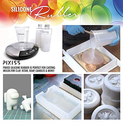 Pixiss Silicone Mold Making Kit Liquid Silicone Rubber Bubble Free Translucent Clear Mold Making Silicone-Mixing Ratio 1:1-Molding Silicone for Resin Molds,Silicone Molds DIY(21.16oz) - size: 0.6kg Kit
