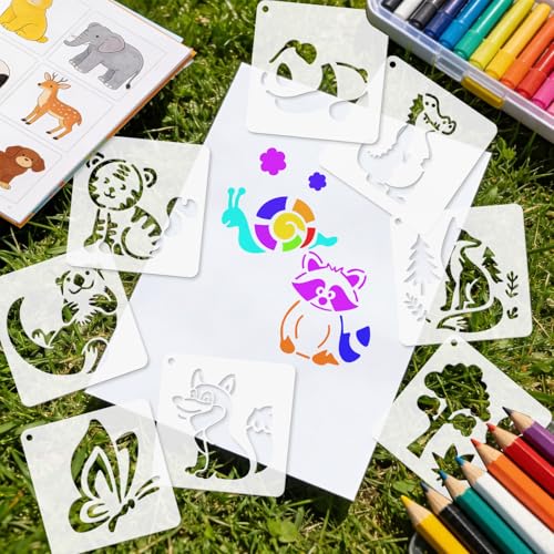 72 Pcs Animal Stencils for Painting, Reusable Wildlife & Creature Animal Painting Templates - Lion, Elephant, Zebra, Panda Craft Kit for Wall Murals, Fabric Art, Wood Signs, Kids Classroom Projects - color: 72 Sheets Animal