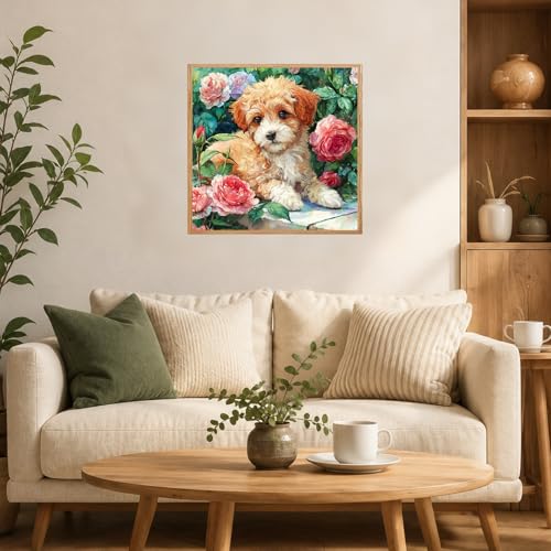 AUKELHJ Framed Paint by Numbers Kit for Adults, Dog, 10x10 inch - color: 07-Dog
