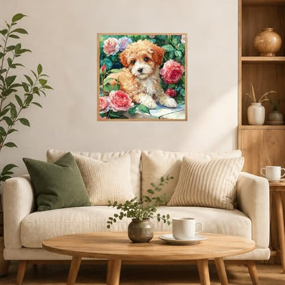 AUKELHJ Framed Paint by Numbers Kit for Adults, Dog, 10x10 inch - color: 07-Dog
