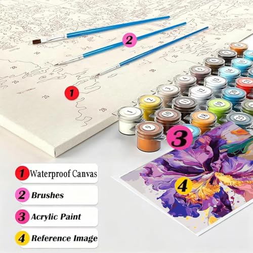 Iris Flower Paint by Numbers Kits for Adults Beginner 16 X 20 inch - color: Iris Flower