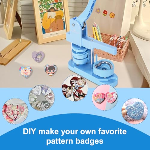 Heart-Shaped Button Maker Machine 100 Button Supplies58mm | 50 Button Supplies&50 Fridge Magnet Maker Supplies,58mm,DIY Personalized Pinback Buttons Children Gift - color: Heart