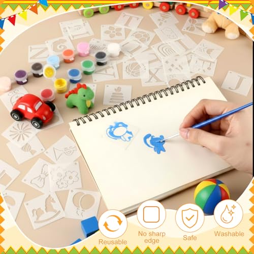 Fainne 100 Pcs 1.5 Inch Small Stencils for Crafts,Letter, Baby Shower | Reusable Painting Stencils for Wood Wall Card Making Scrapbooking Journaling, Portable Craft Templates - style: Letter, Baby Shower