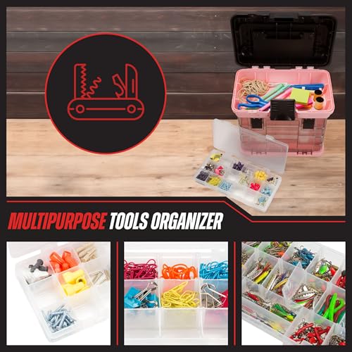 Stalwart Portable Tool Box for Women or Men, Pink, 10 x 7 x 10.5in - color: Pink