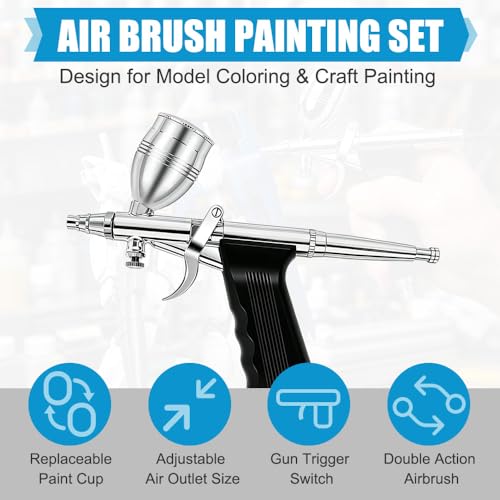 Krismose Airbrush Kit, Dual-Action Portable Airbrush Gun Painting Set