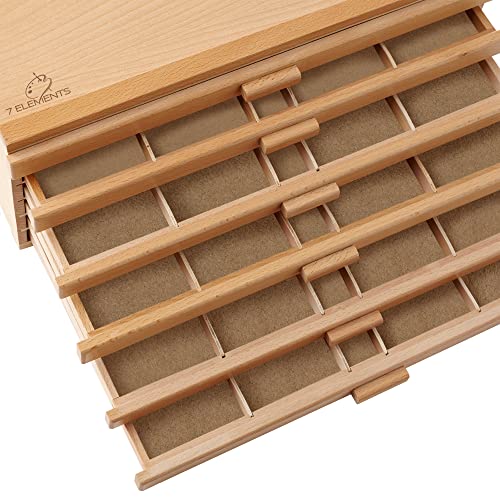 7 Elements 12 Drawer Wooden Artist Storage Supply Box for Pastels, Pencils, Pens, Markers, Brushes and Tools - size: 12-Drawer