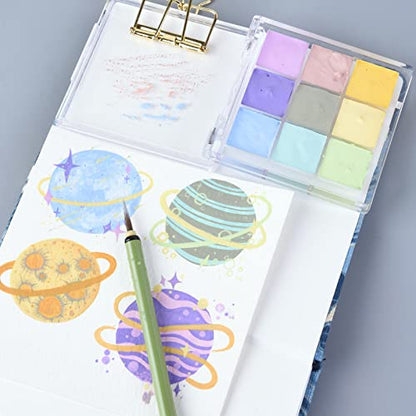 9 Wells Clear Plastic Paint Storage Palette Box,Mini Travel Paint Palette Box for Watercolor Painting, Acrylic and Oil Painting Paint Saver with Lid and Mixing Tray