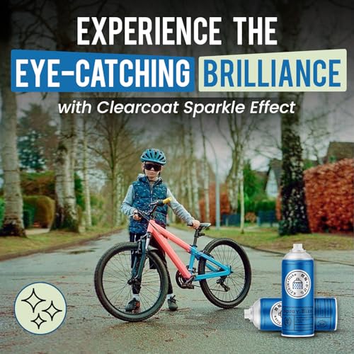 Spray.Bike Keirin Flake Finishing Coat - Hibana Blue, 400ml | Metal Flake Spray Paint Coating | Glitter Spray Paint Topcoat for Steel, Aluminum - color: Flake Blue