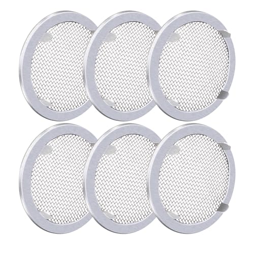 2 Inch Round Open Screen Vents Mill Finish Mesh Vent Cover 6-Pack | for Display Cases, Spice Racks, Reptile Cages and More, Mesh vent cover