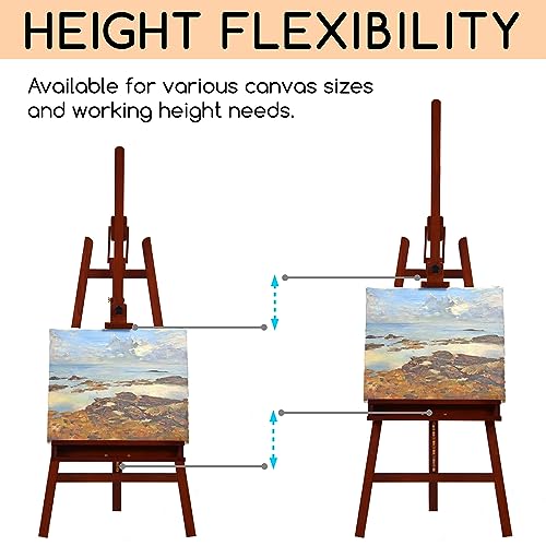 MEEDEN Walnut Large Painters Easel Adjustable Solid Beech Wood Artist Easel, Studio Easel for Adults with Brush Holder, Holds Canvas up to 48" - color: Deep Walnut