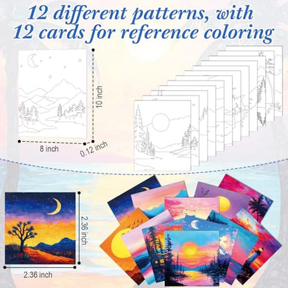 Sherr 12 Pcs Pre Drawn Canvas for Adults,Beautiful View,8 x 10 Inch - size: 8 x 10 Inch, style: Beautiful View
