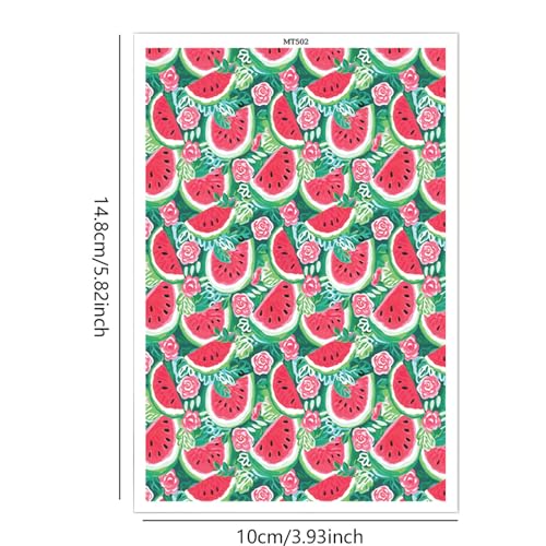 10 Pcs Fruits Clay Transfer Paper for DIY Art Crafts, Watermelon Floral Water Polymer Clay Transfer Paper Sheets for Polymer Clay Jewelry Earrings Making Supplies 5.82X3.93 inch - color: Watermelon