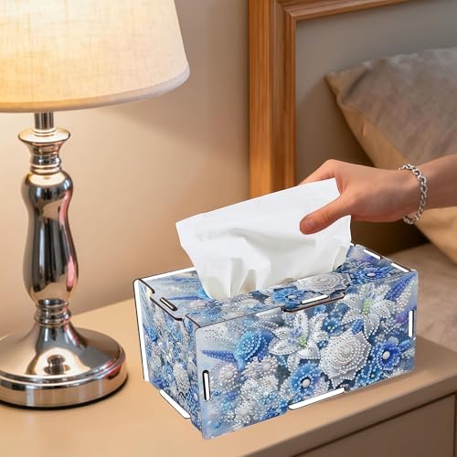 LSQFS Diamond Art Tissue Box,Flower DIY Diamond Painting Tissue Box Cover - color: Flowers3