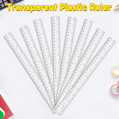 32 Pack Clear Plastic Ruler 12 Inch, Rulers Bulk for Classroom School | Transparent Ruler with Centimeters and Inches, Durable Metric Ruler, Back to School Office Home Supplies for Kids