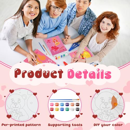 Blosssound 10 Set Valentine's Day Jungle Animals Pre Printed Canvas Pre Drawn Canvas Painting with Easel Kits 5" x 7" Outline Painting Panels for Beginners, DIY Craft Project, Party Favor, Home Decors - style: Jungle Animal