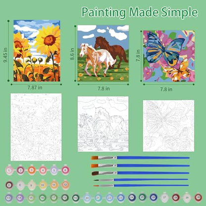 Wings Giant Paint by Numbers Kit for Kids, Flower Crafts and Fun, Acrylic Paint Set, Canvas Painting Kit, Include Framed Pre-Drawn Canvas, Color by Numbers - color: Landscape Art