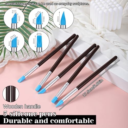 15PCS Silicone Clay Sculpting Tool, Pottery Tools Modeling Dotting Tool Resin Stippling Embossing Tools for DIY Crafts, Modeling, Nail, Painting, Embossing, Sculpting Pottery