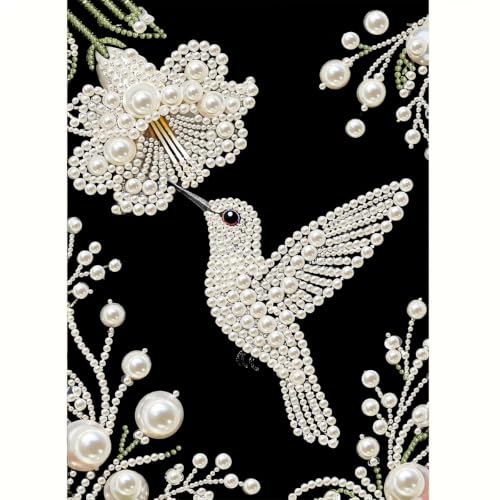 GEMFAMILY 5D Diamond Pearl Painting Kits for Adults Flower, Special Shape Diamond Art Kits for Hummingbird,DIY Diamonds Art Pearl Painting for Home Walls Decoration 12 x 16 inch - color: HL6667