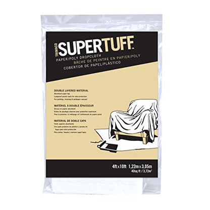 Trimaco SuperTuff Paper/Poly Drop Cloth Runner, 4-feet x 10-feet, Whites, (Pack of 12) - size: 4ft x 10ft (Pack of 12)