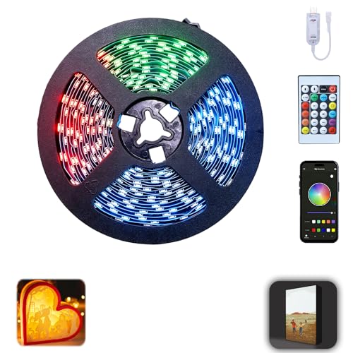 LED Light Box Kit for 3D Printed Light, RGB LED Strip Lights for Bambu Lab 3D Printer WS2812B, Smart App Control Small Lamp for MakerWorld DIY Models, USB 5V (5M/16.4FT APP & IR Control) - style: 5M/16.4FT