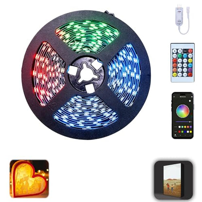 LED Light Box Kit for 3D Printed Light, RGB LED Strip Lights for Bambu Lab 3D Printer WS2812B, Smart App Control Small Lamp for MakerWorld DIY Models, USB 5V (5M/16.4FT APP & IR Control) - style: 5M/16.4FT