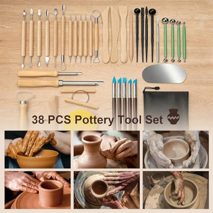 Amrules 38 Pcs Polymer Clay Sculpting Tools Kit for Adults, Light Yellow - color: Lightyellow-38Pcs