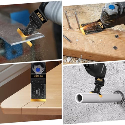 KELIN 28pcs Titanium Oscillating Tool Blades, Universal Multitool Blades | 4 Sizes Oscillating Tool Saw Blades Set for Metal and Wood Detail Cutting, Fit Bosch Fein Milwaukee Ryobi Dewalt - size: 28 PCS
