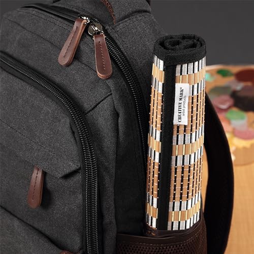 Creative Mark Paint Brush Roll Up Case - Bamboo Brush Mat with Tie Closure, 8 Large Pockets for Short and Long Handle Brushes, Breathable Design for Artists, Teachers, Students (Pack of 2) - size: Large (Pack of 2)