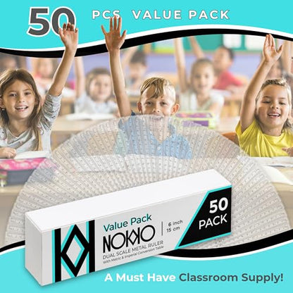Clear Plastic Ruler 12 Inch, 50-Pack, Rulers Bulk for Classroom | School rulers with metric and imperial markings for students and teachers; clear design keeps lines and measurements visible