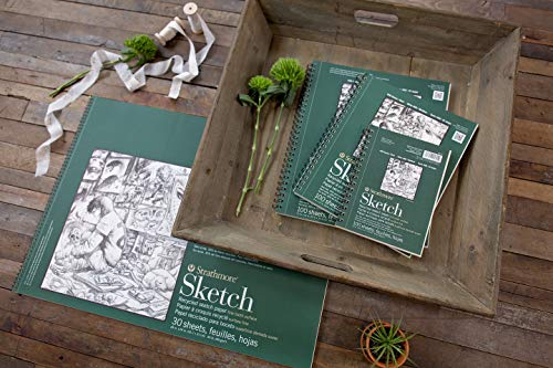 Strathmore 400 Series Sketch Pad, Recycled Paper, 9x12 inch, 100 Sheets - Artist Sketchbook for Drawing, Illustration, Art Class Students - size: 9x12