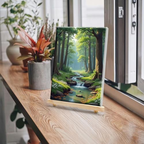 JOOZ DIY Landscape Paint by Numbers Kit for Adults with Frame, 8x12 Inch - color: Forest 085