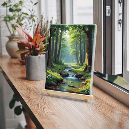 JOOZ DIY Landscape Paint by Numbers Kit for Adults with Frame, 8x12 Inch - color: Forest 085