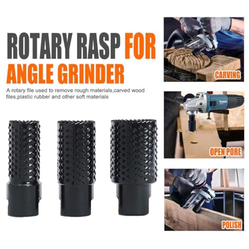 4PCS Rotary Burrs Set for 4-1/2", 5" & 6" Angle Grinders, 5/8"-11 Thread Grinder Attachments Wood Carving Drill Bits, Carbide Steel Power Carving Tools for Drilling, Hollowing, Slotting, Polishing