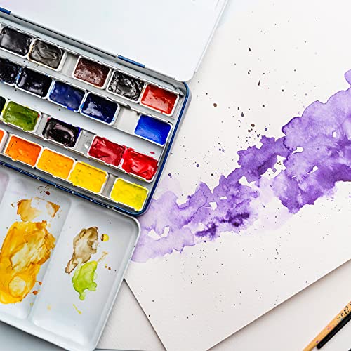 Queekay 150 Pcs Watercolor Half Pans Empty with 150 Pcs Magnetic Stripe White Plastic Paint Containers Artist Half Pans Watercolor Tin Fit for Oils or Acrylics Travel Art Drawing