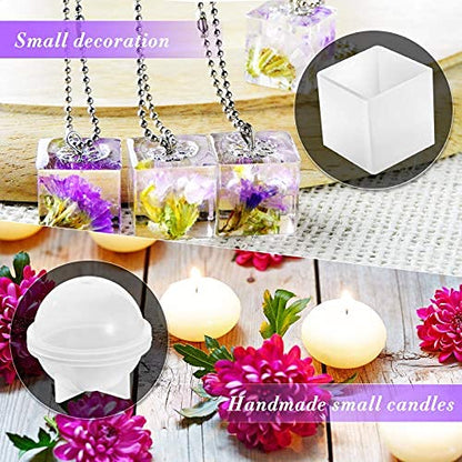 15 Pieces Crystal Resin Molds Pendulum Silicone Crystal Molds Include Pyramid, Round Cone, Sphere, Triangular Cone, Multi-Facet Gemstone Cube Resin Holder for Jewelry Making